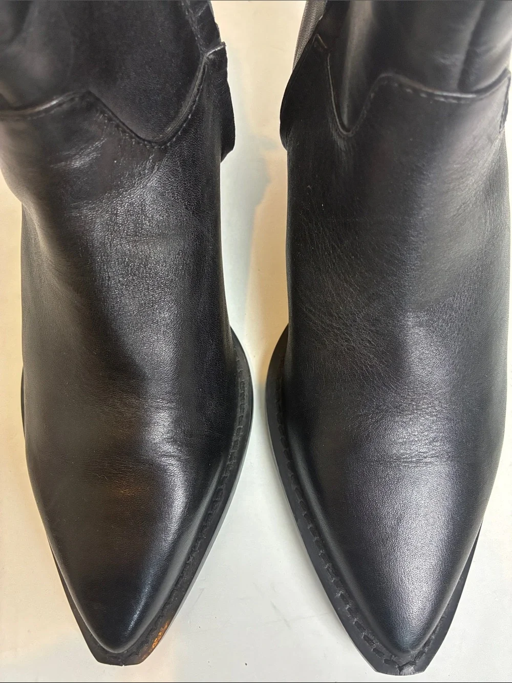 Zara leather cowboy ankle boot booties black EU 36 1122/010 western rodeo - Picture 5 of 16